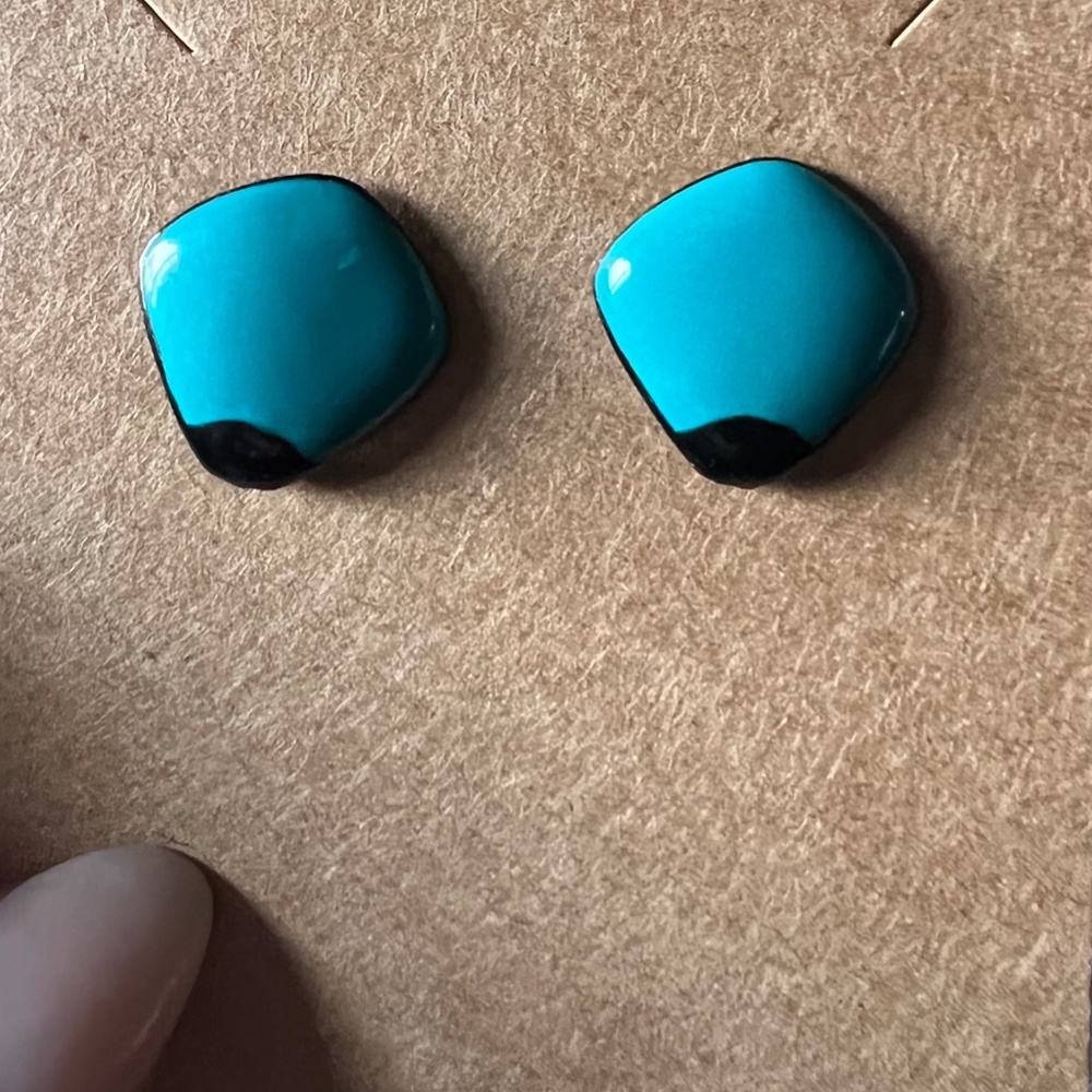 Vintage artistic chunky blue post earrings